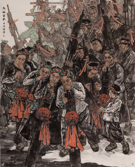 <h2>大地笙歌</h2><p>作者：黄海防</p><p>规格：239cm×193cm</p><p>品类：中国画</p>